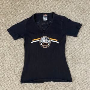 Harley Davidson Shirt Womens M USA Myrtle Beach Biker Grunge V Neck